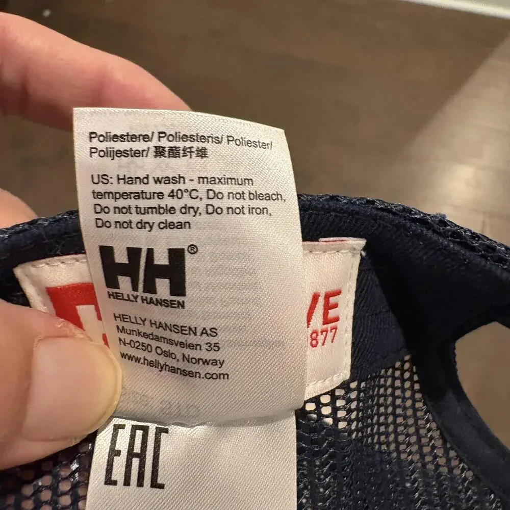 Helly Hansen Hat Cap Snap Back Navy Blue Mesh Trucker Patch Outdoor‎ Mens